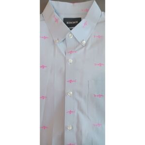 Bonobos Mens Shirt Long Sleeve Button Up Pink Shark Slim Fit Eclectic Grandpa